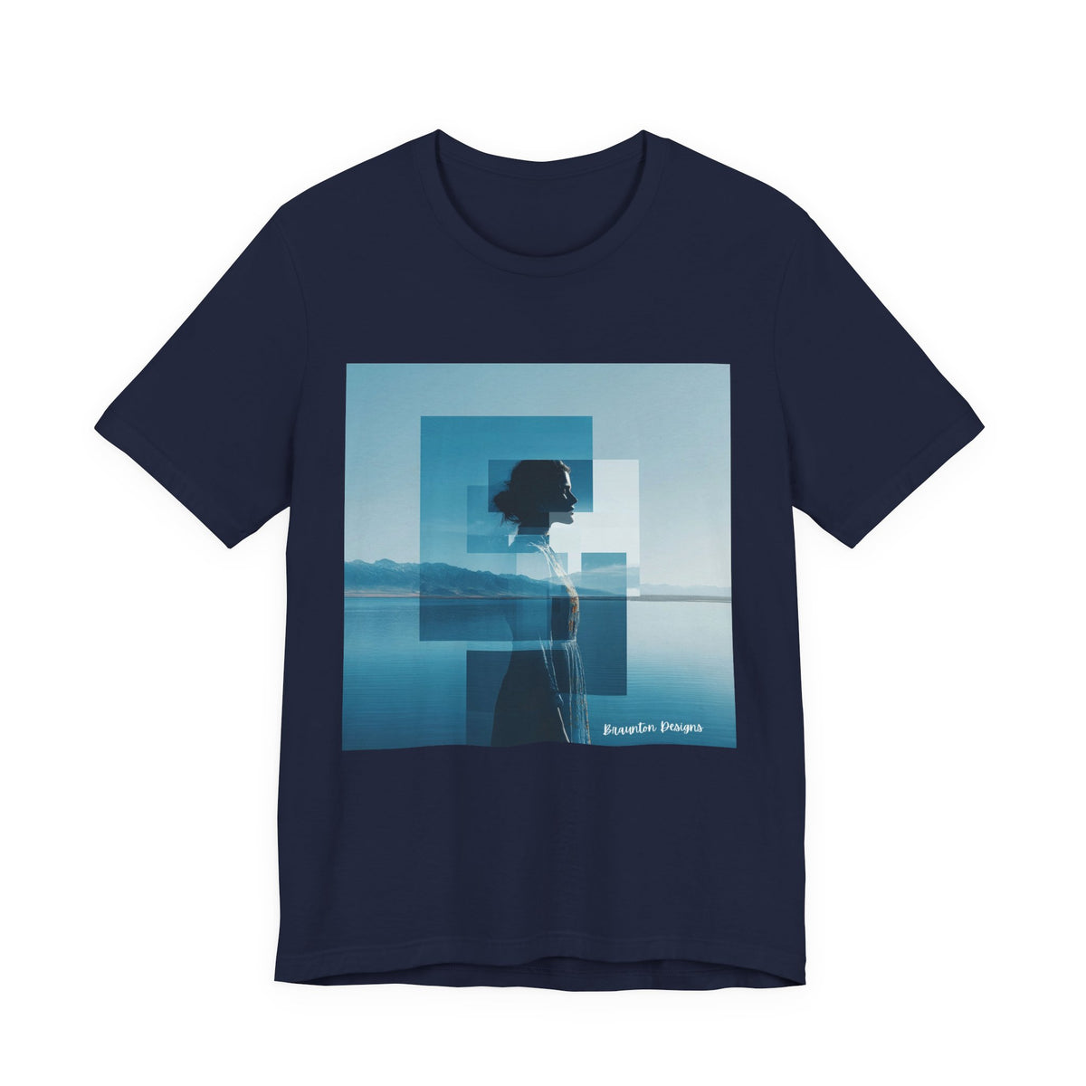 Blue Dreamscape Tee — Surreal Layered Silhouette T-Shirt