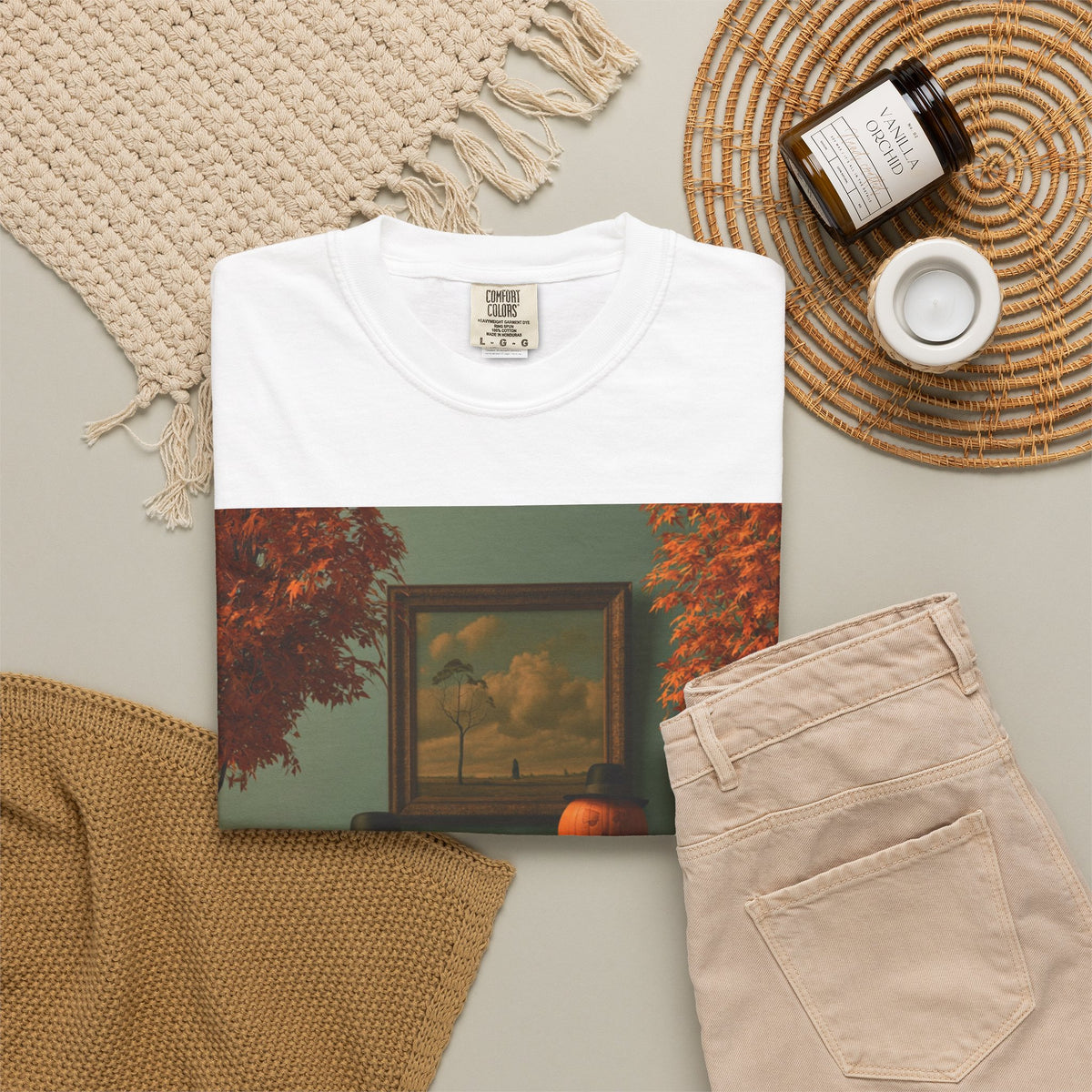 Surreal Pumpkin Heads Art T-Shirt — Autumn Vintage Living Room Design