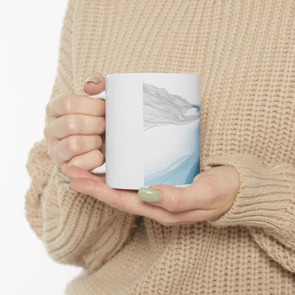 Ocean Wave Ceramic Mug - Beach Lover's Coffee Cup, Gift for Him/Her, Nature Decor, 11oz, 15oz