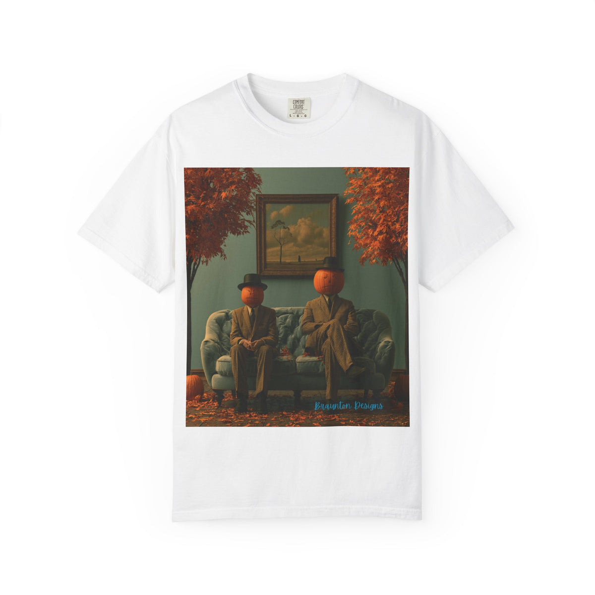 Surreal Pumpkin Heads Art T-Shirt — Autumn Vintage Living Room Design