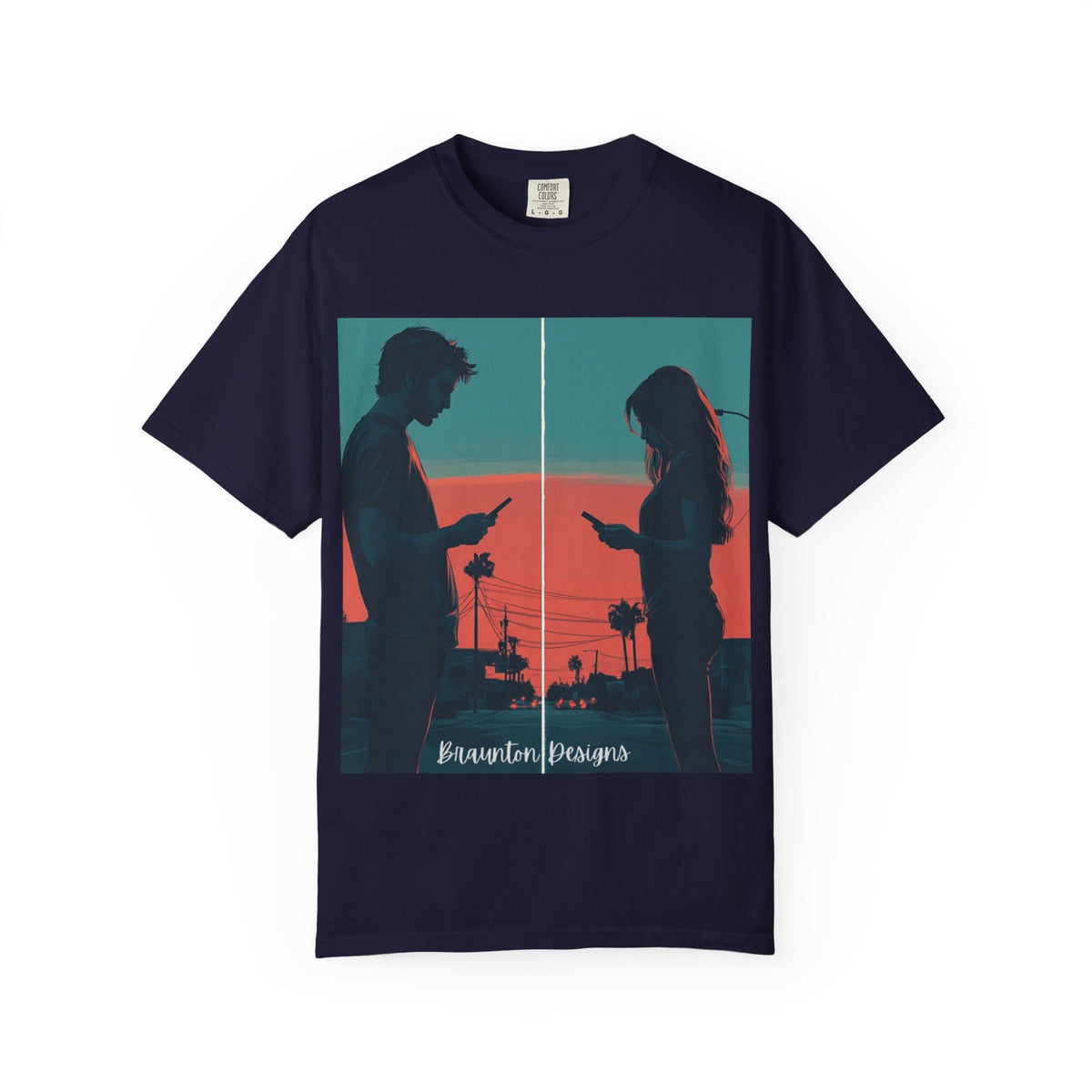 Sunset Texting Silhouette Graphic Tee