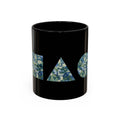 Geometric Floral Accent Coffee Mug — Blue Marble Circle Triangle Square