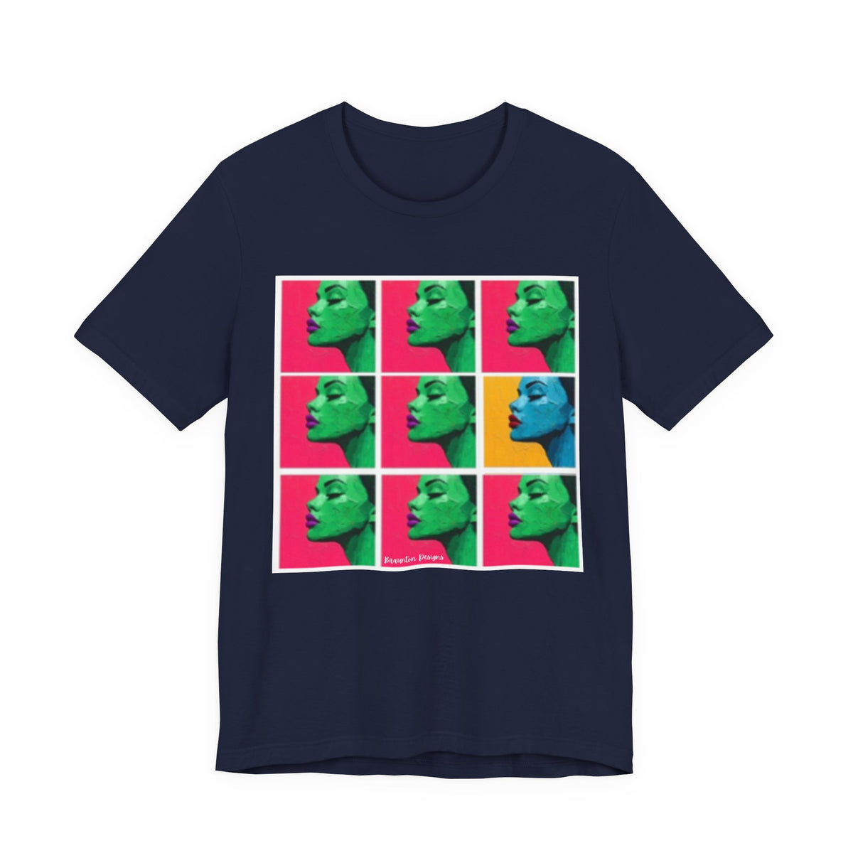 Pop Art Portrait Tee — Colorful Grid Face Graphic T-Shirt