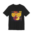 Vintage Pop Art Face — Lemon Sunglasses T-Shirt . Lightweight Fabric