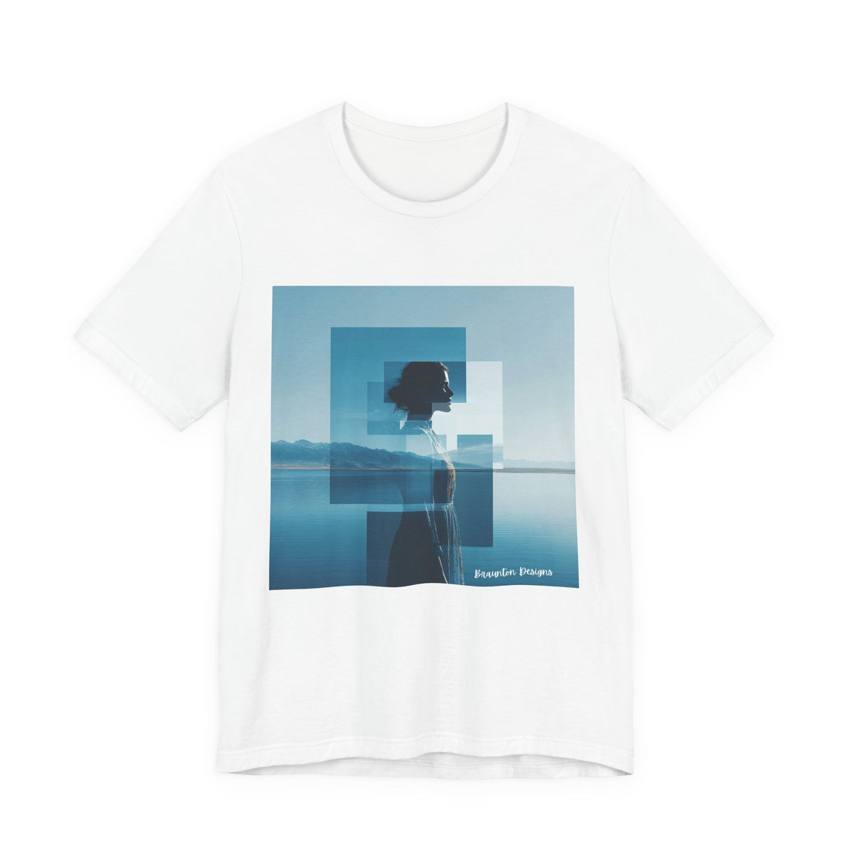 Blue Dreamscape Tee — Surreal Layered Silhouette T-Shirt