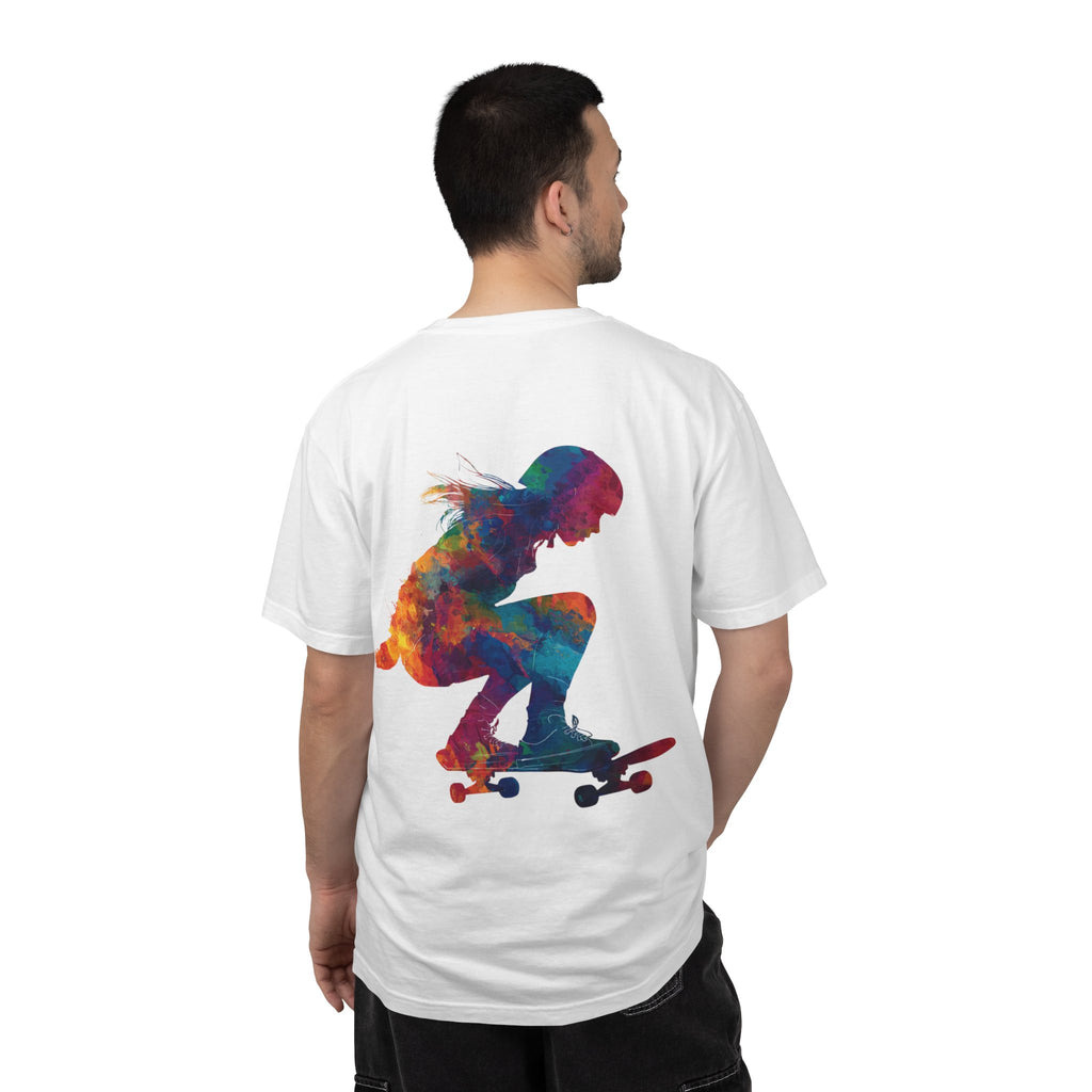 Colorful Skateboard Silhouette T-shirt | Skateboarder Art