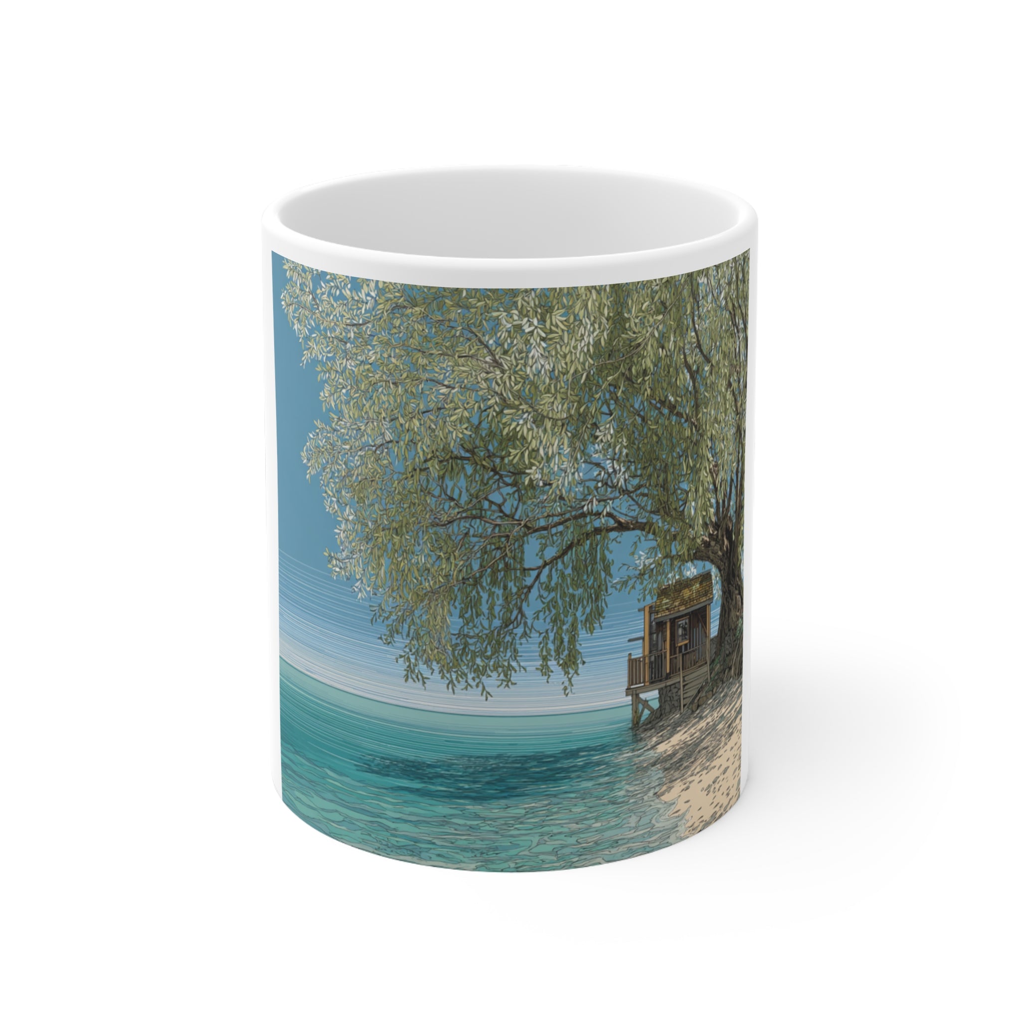Tranquil Beach Scene Mug, Coastal Coffee Cup, Ocean Lover Gift, Summer Vibes Mug, Beach House Décor, Nature-Inspired Drinkware