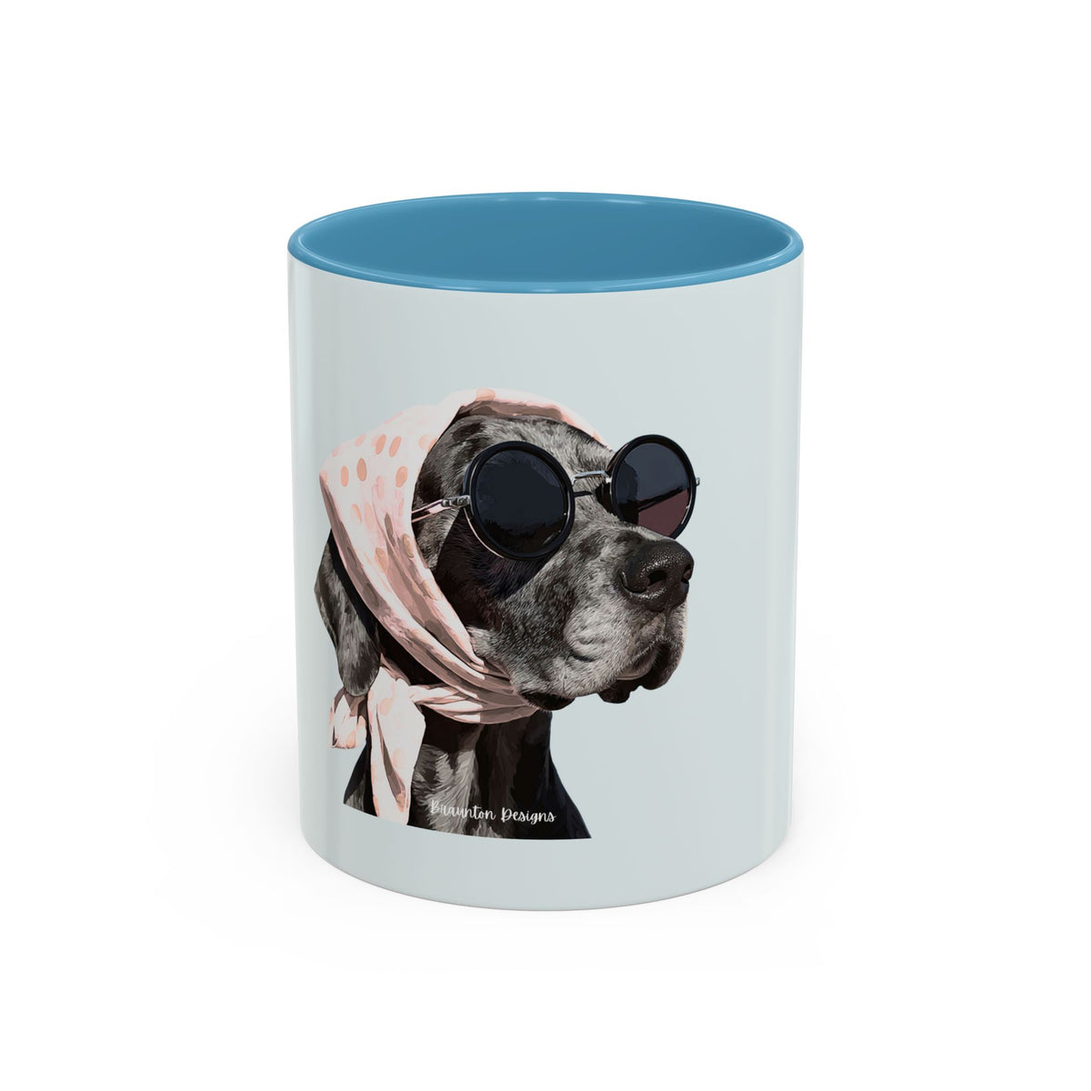 Retro Dog Coffee Mug — Chic Pup with Scarf & Sunglasses Accent Mug