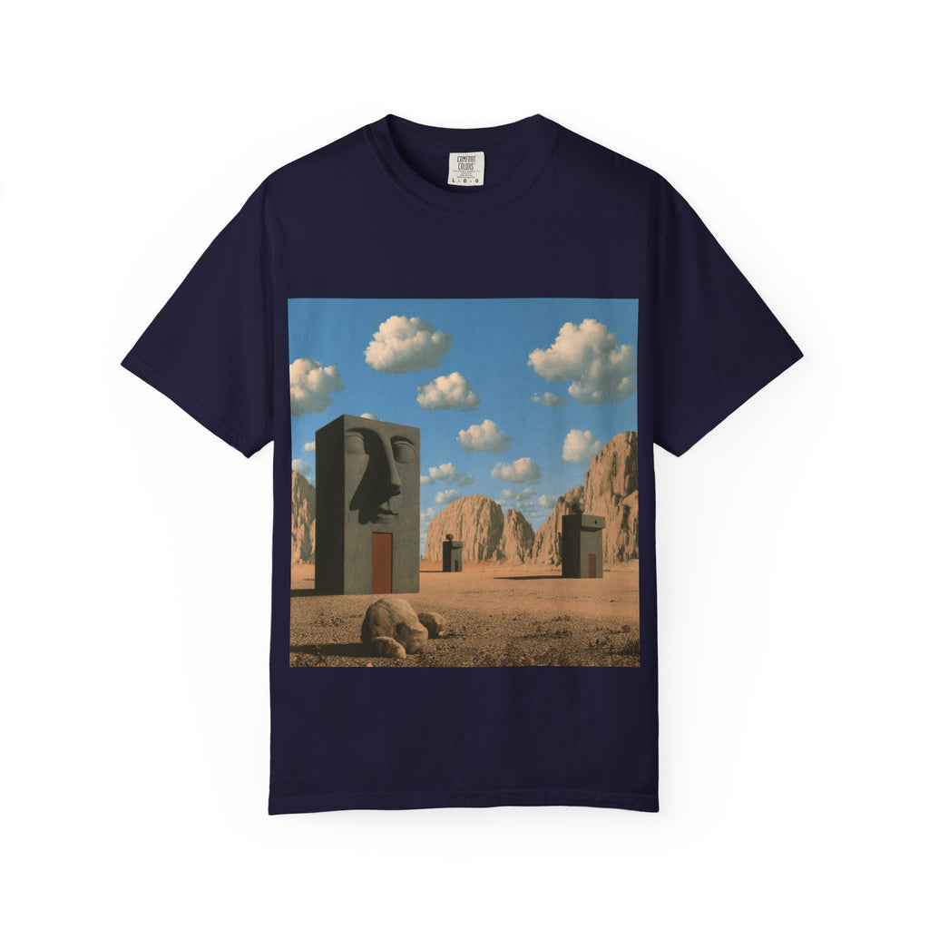 Surreal Desert Monolith T-Shirt — Retro Rocky Landscape Art Tee