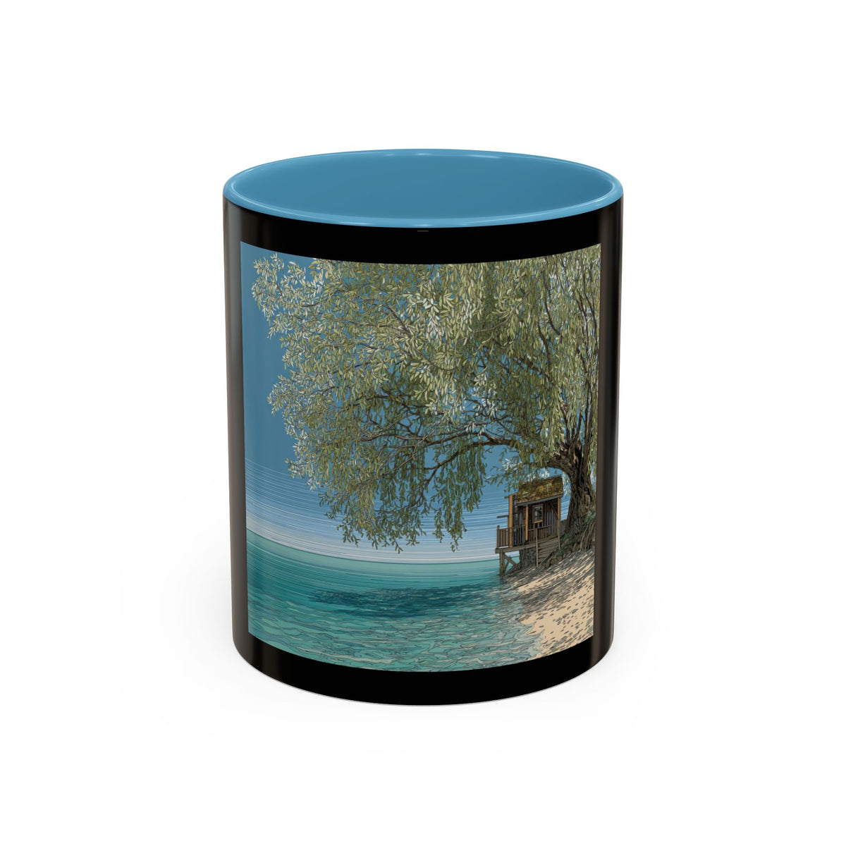 Coastal Cabin Beach Scene Accent Coffee Mug