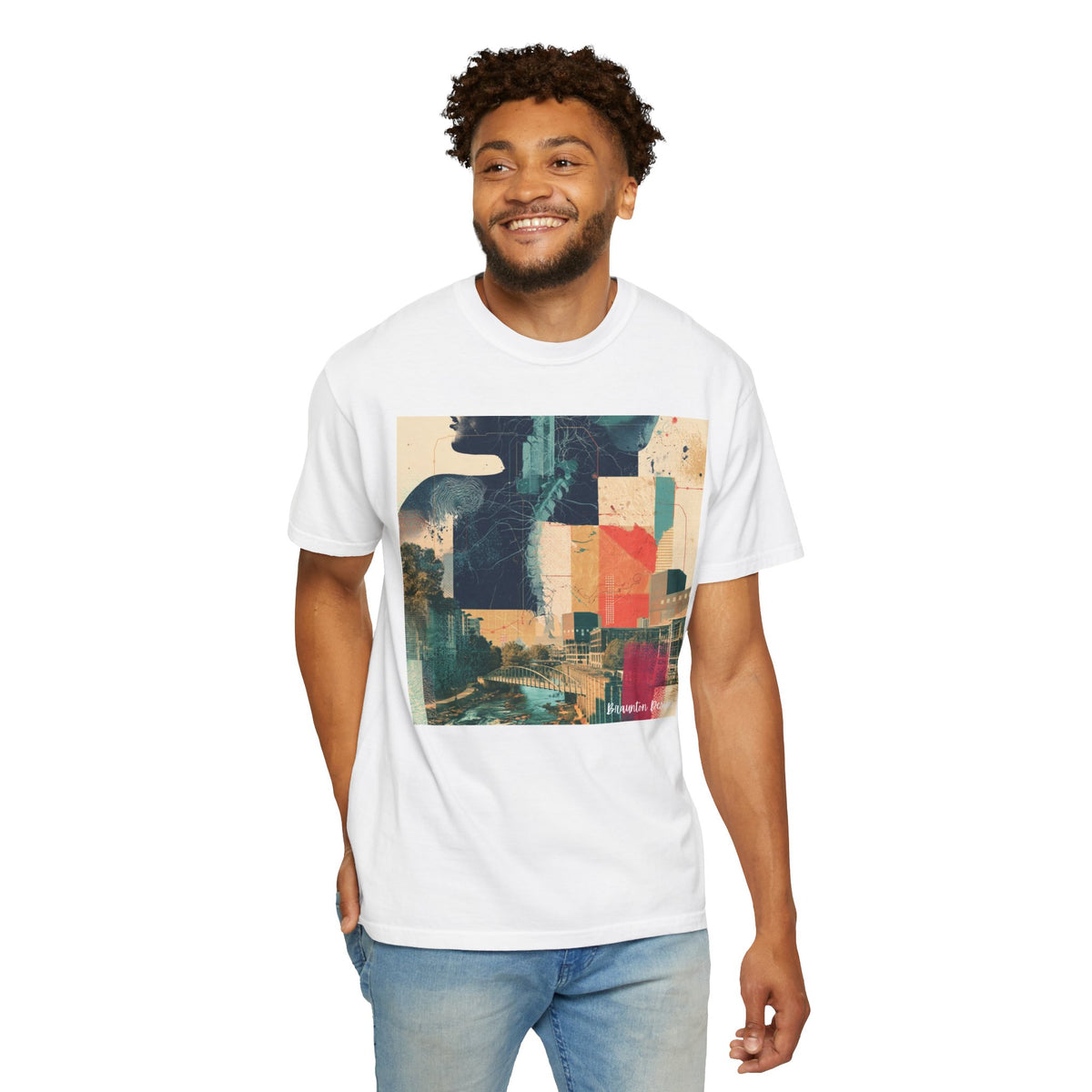 Abstract Cityscape T-Shirt — Vintage Collage Graphic Tee