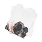 Vintage Dog Portrait T‑Shirt – Retro Sunglasses & Scarf Graphic. Lightweight fabric