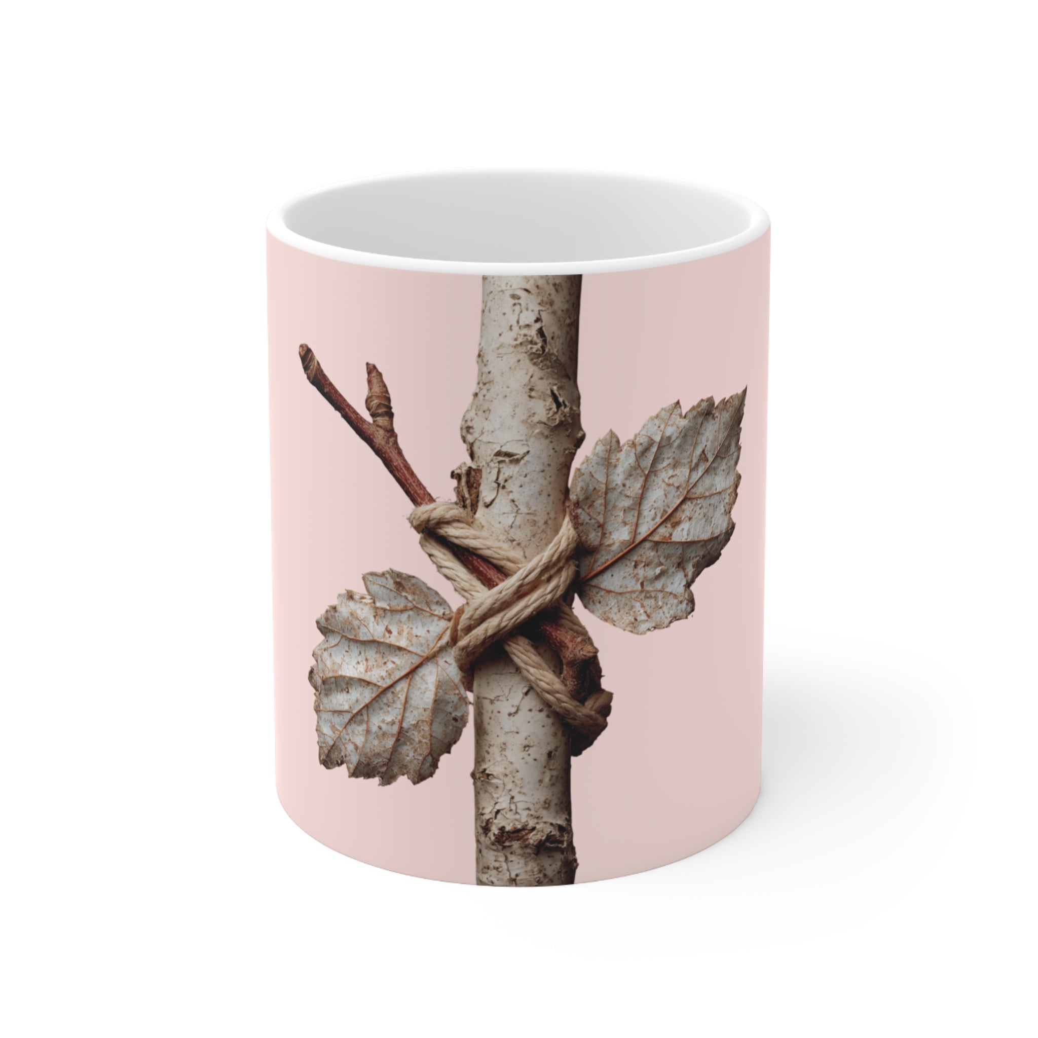 Bound Leaves Ceramic Mug | Minimalist Nature Photography | Rustic Organic Art Coffee Cup | Thoughtful Plant Lover Gift | Unique Symbolic Mug
