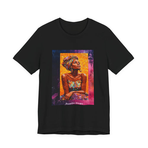 African Queen Portrait T-Shirt — Colorful Headwrap Art Tee