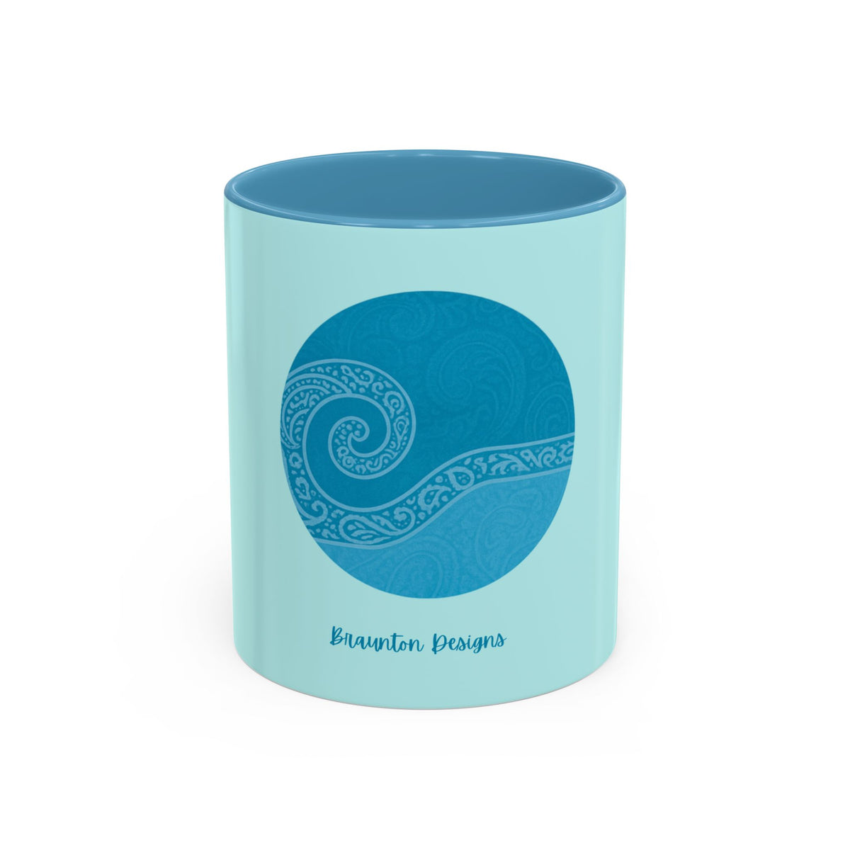 Blue Wave Accent Coffee Mug – Ocean Swirl 11/15oz Ceramic