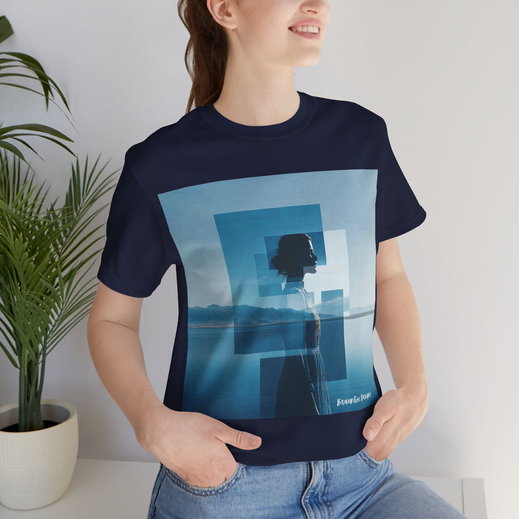 Blue Dreamscape Tee — Surreal Layered Silhouette T-Shirt