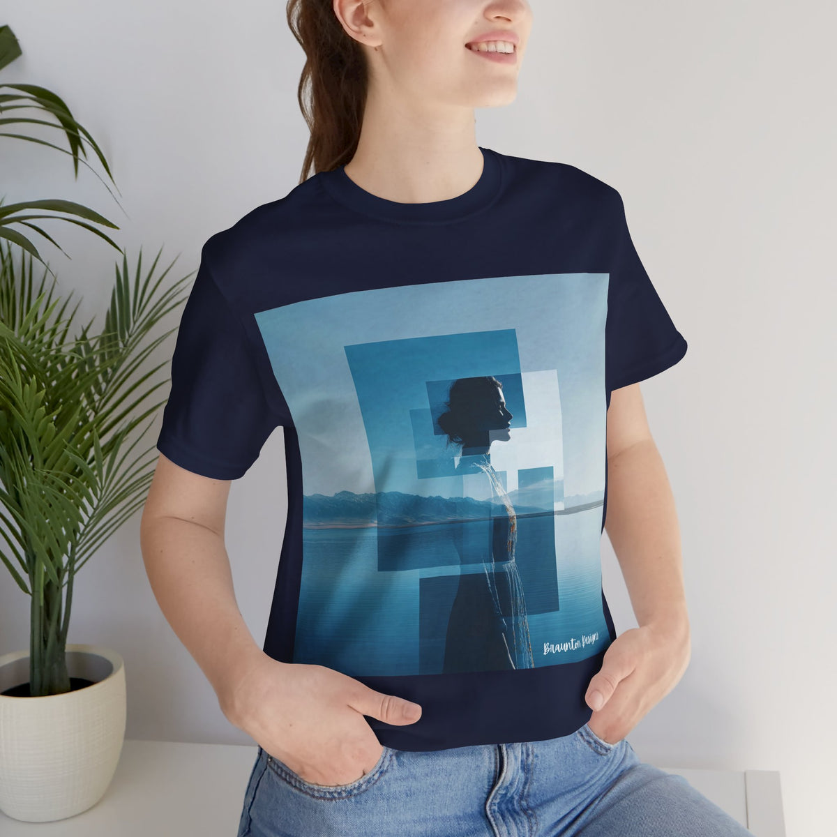 Blue Dreamscape Tee — Surreal Layered Silhouette T-Shirt