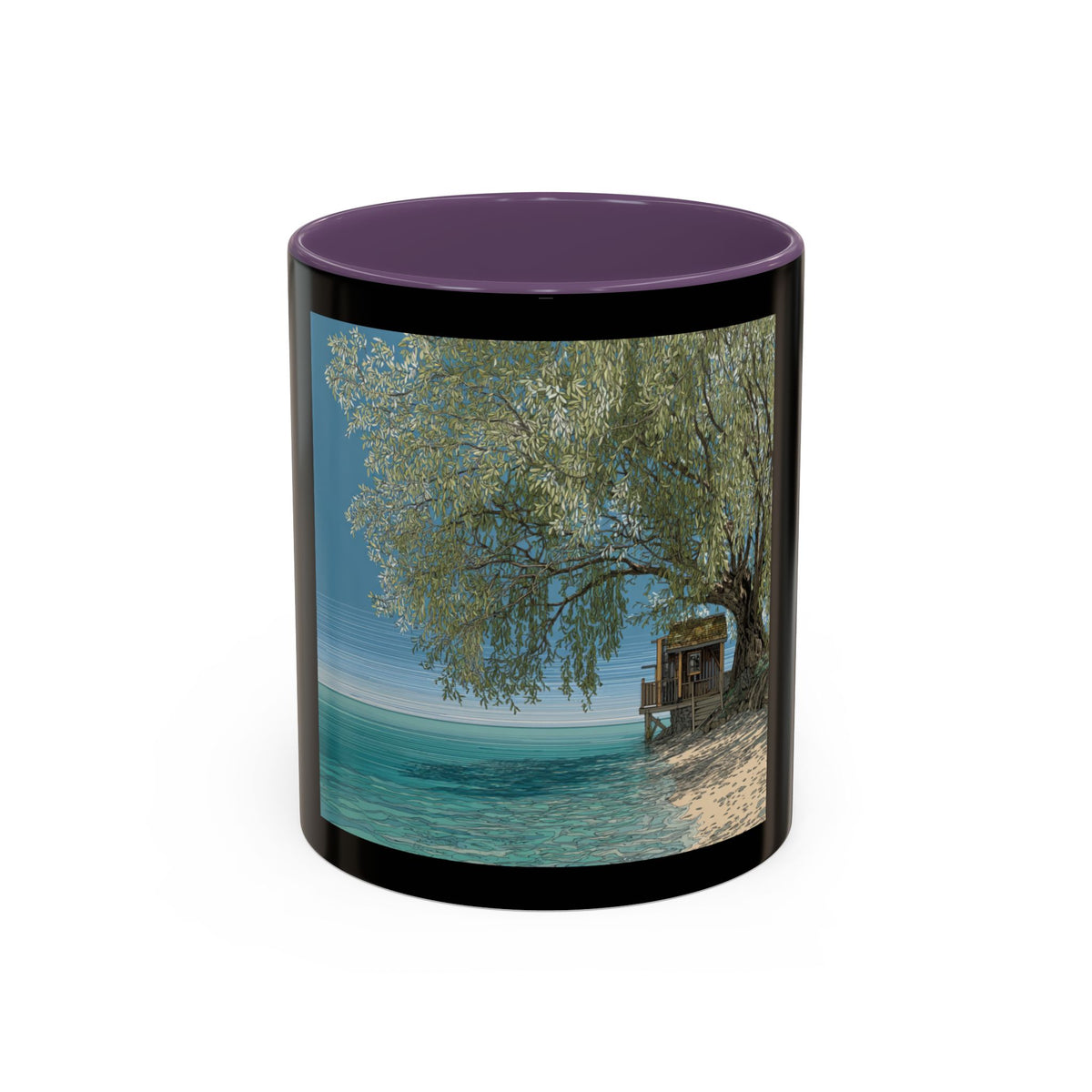 Coastal Cabin Beach Scene Accent Coffee Mug