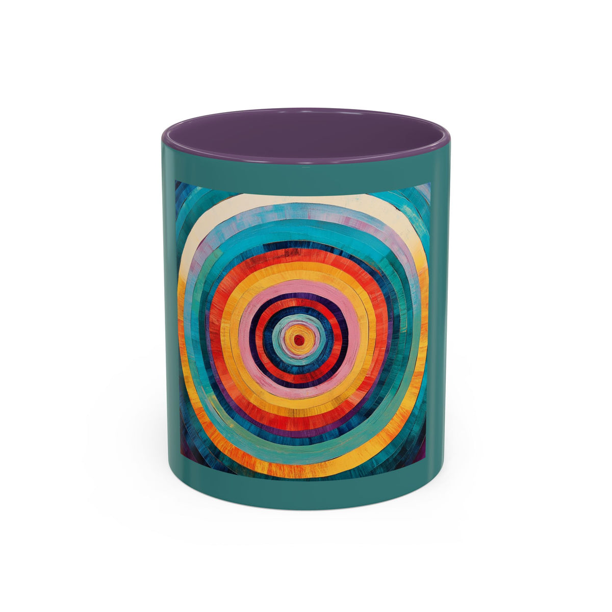 Colorful Concentric Circle Accent Coffee Mug – Vibrant Retro Art Design (11/15oz)