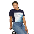 Ocean Current Art T-Shirt — Calming Blue Coastal Wave Graphic Tee. Heavyweight Fabric
