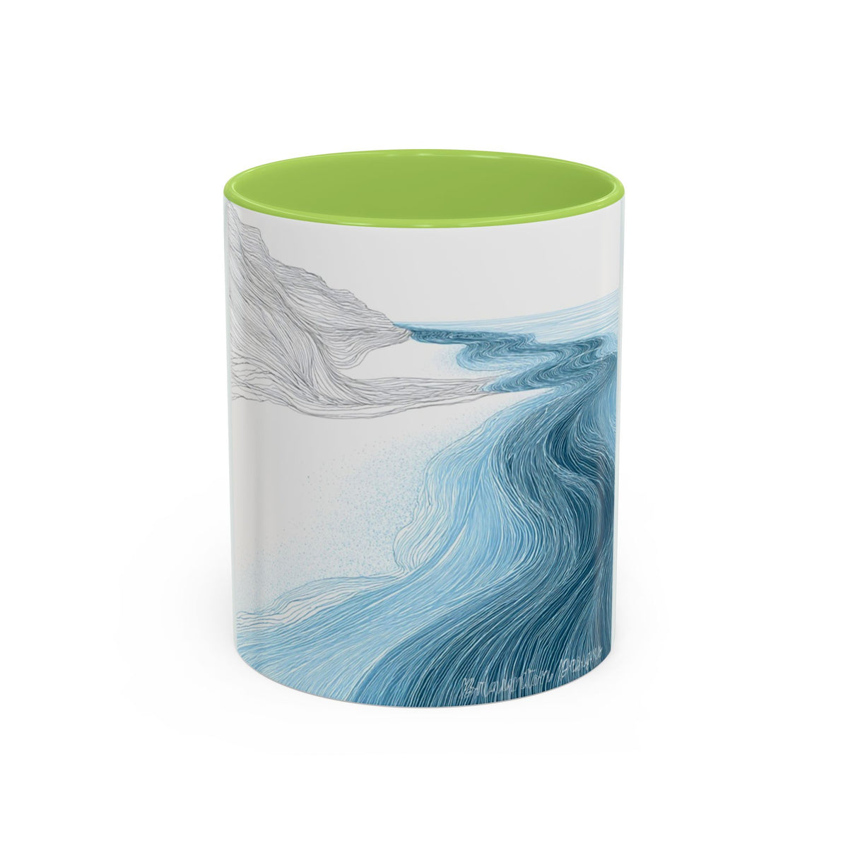 Blue Wave Accent Coffee Mug — Ocean Brushstroke Art (11/15oz)