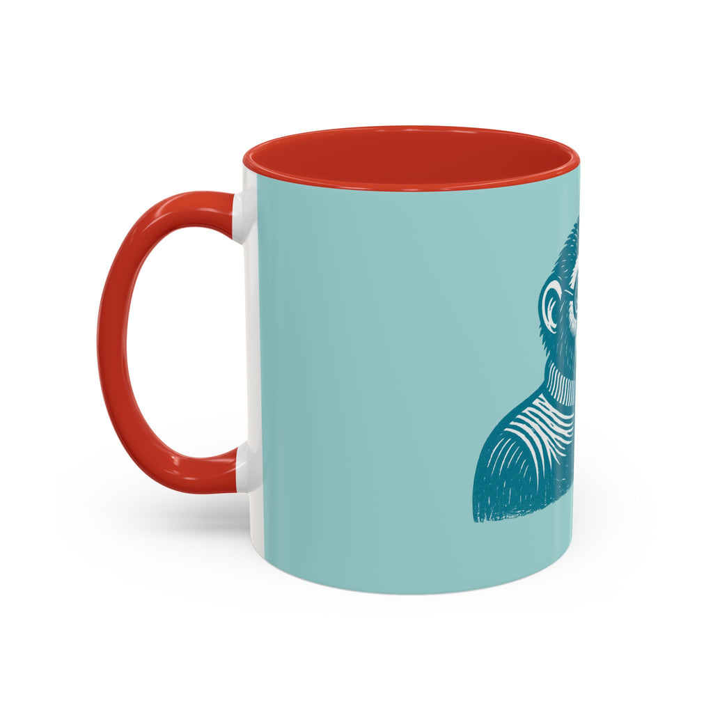 Retro Monkey Coffee Mug — Cute Chimp with 'Braunton Designs' Cup | Fun Gift for Coffee Lovers