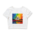 Artistic Crop Tee, Colourful Women's Top, Gym Wear Shirt, Gift for Her, Bright Casual Clothing - Women's Crop Top, Workout Tee, Graphic Tee,