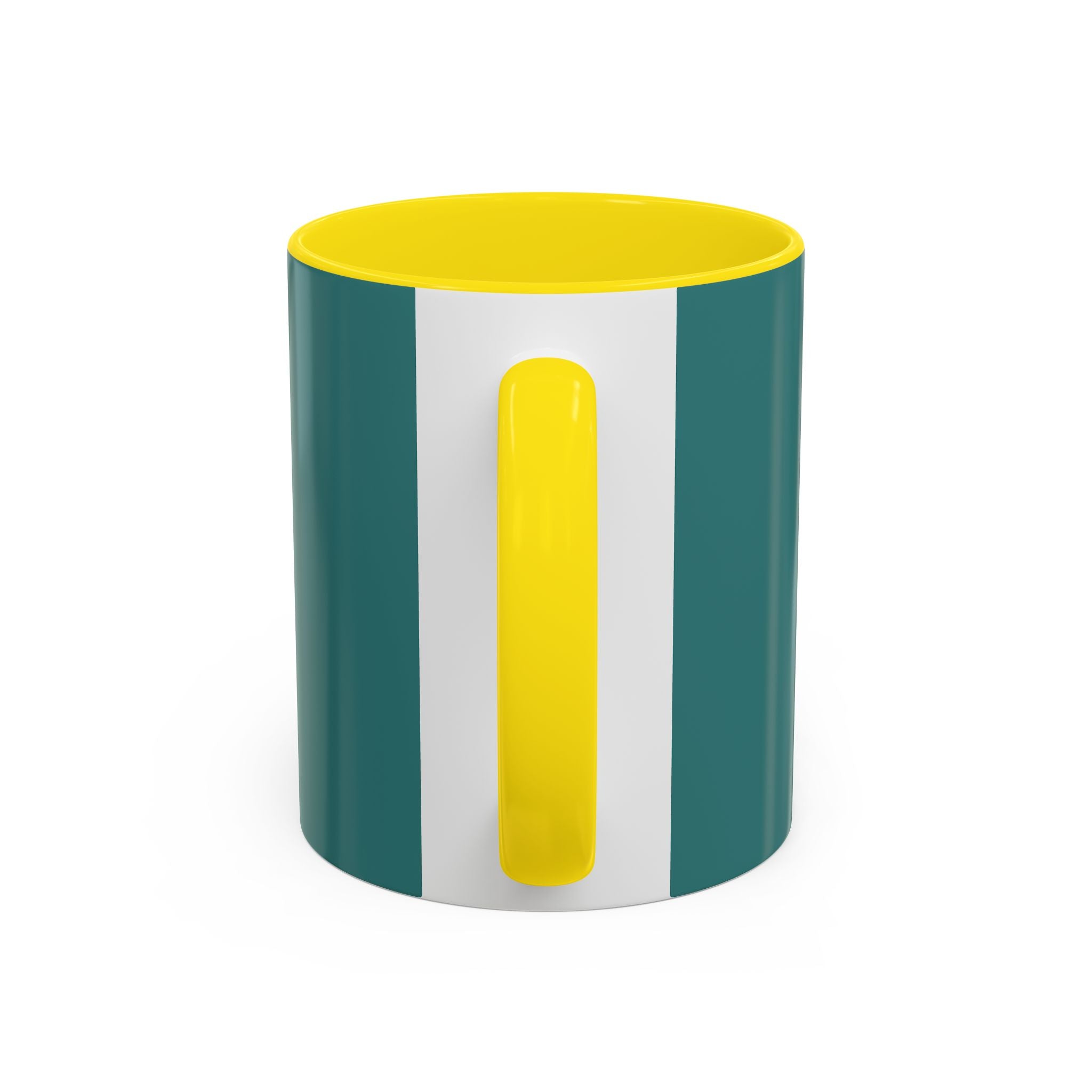 Surfing Art Coffee Mug — Teal Accent Ceramic Mug with Surfer Painting (11/15 oz)