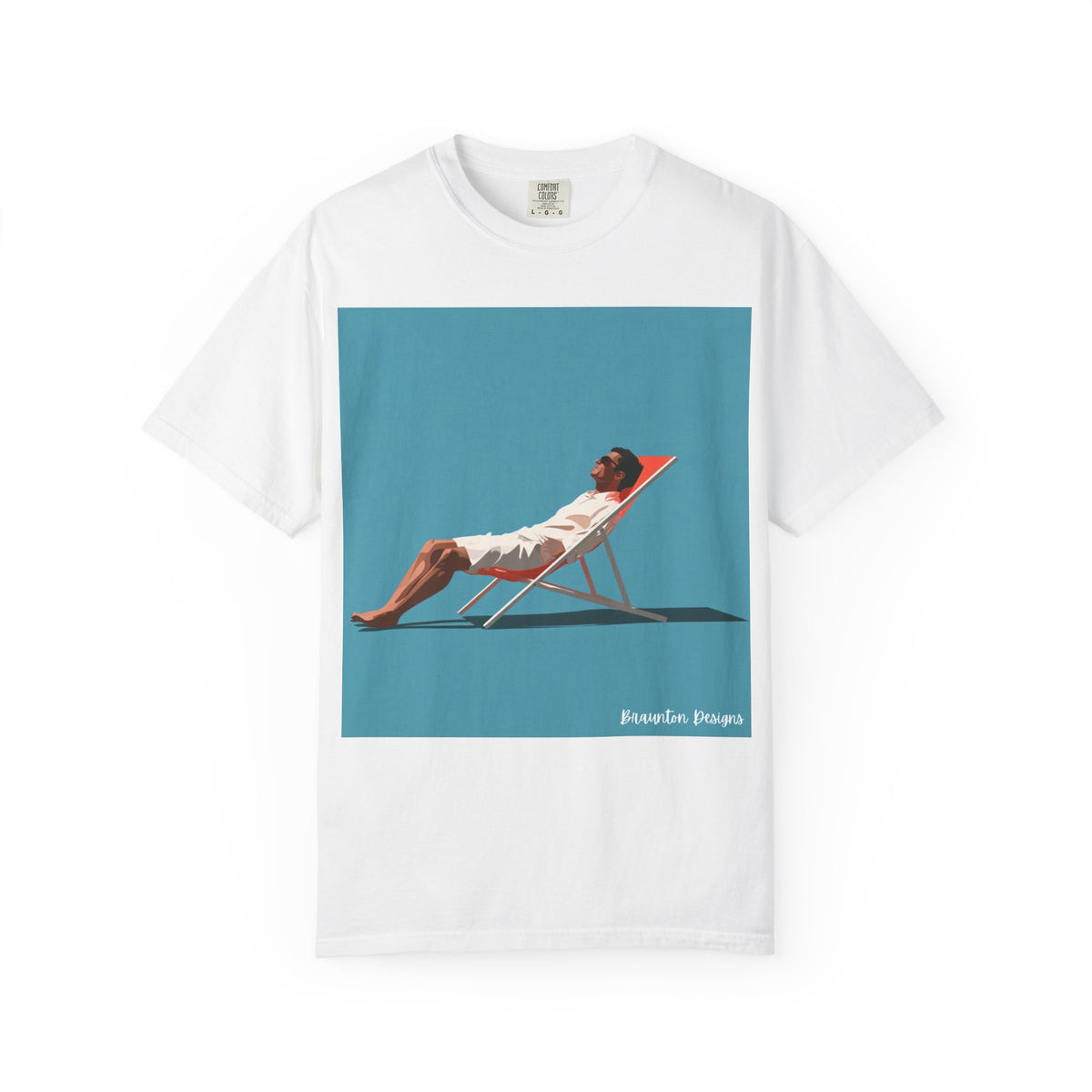 T-Shirt — Relaxing Beach Lounger Graphic Tee ("Revelin Sleeps")