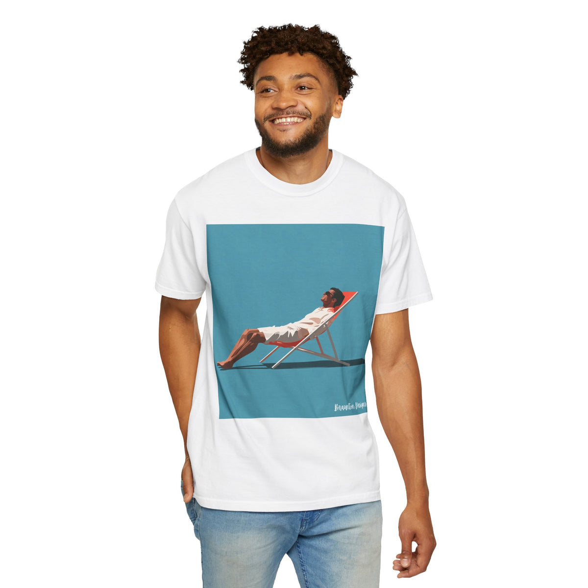 T-Shirt — Relaxing Beach Lounger Graphic Tee ("Revelin Sleeps")