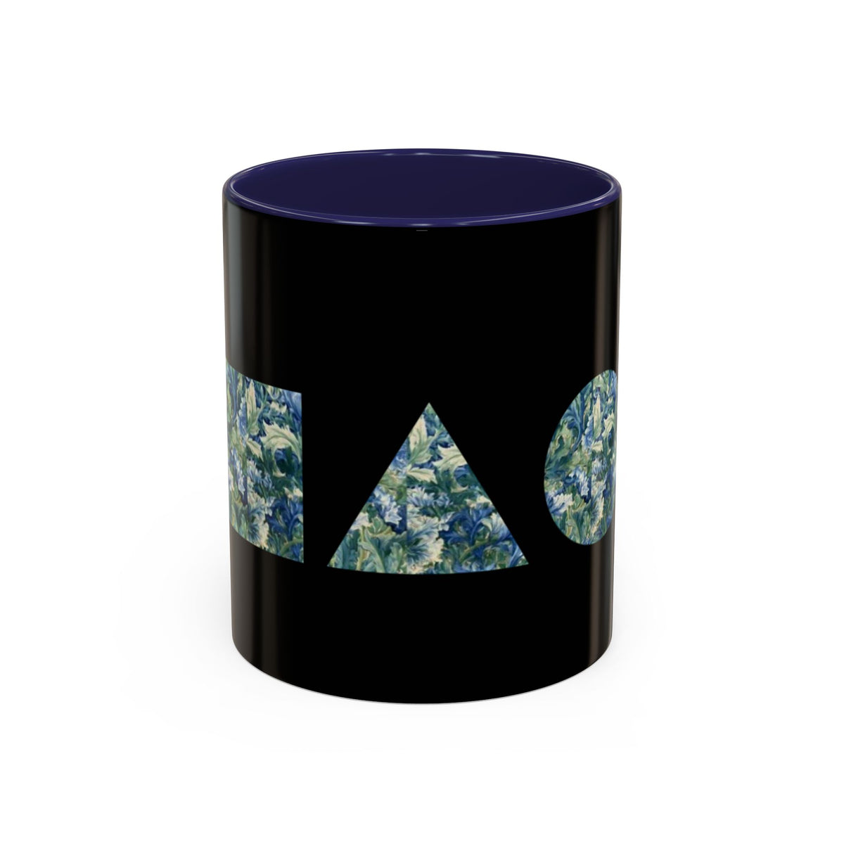 Geometric Art Mug – Blue Marble Floral Design