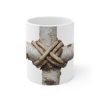 Symbolic Cross Branch Mug | Rustic Organic Art Coffee Cup | Minimalist Nature Photography | Thoughtful Botanical Gift | Unique Ceramic
