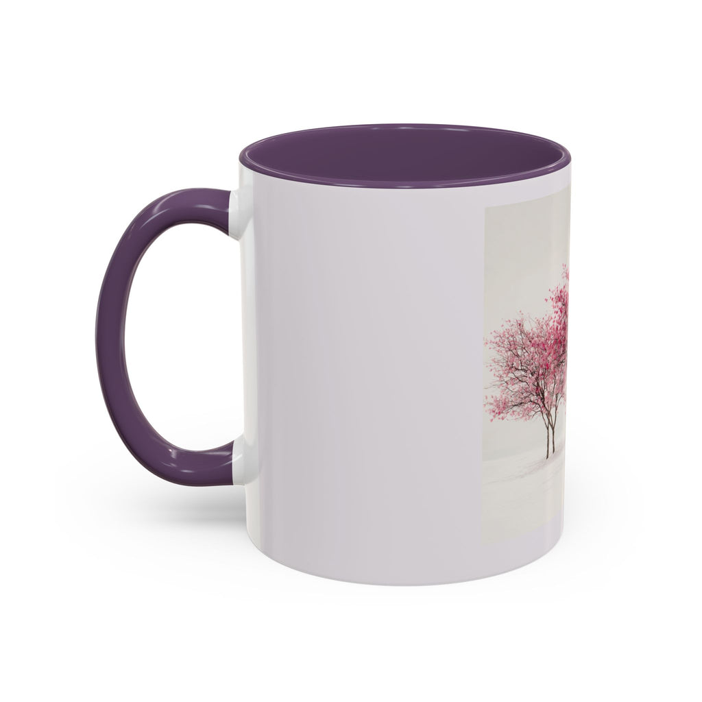 Cherry Blossom Accent Coffee Mug — Pink Tree Ceramic Mug (11/15oz)