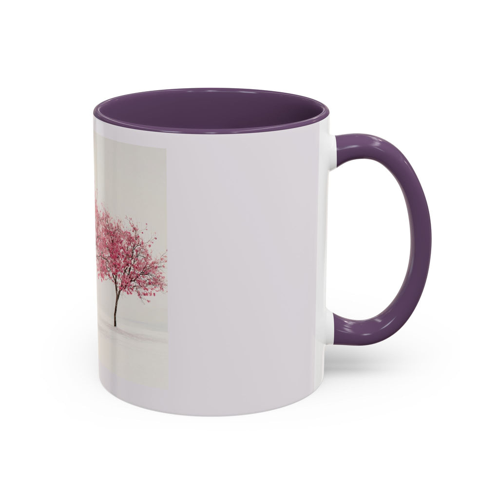 Cherry Blossom Accent Coffee Mug — Pink Tree Ceramic Mug (11/15oz)