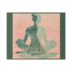 Meditative Silhouette Canvas Wall Art – Serene Yoga Pose in Teal & Blush