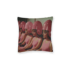 Retro Salon Girls Square Throw Pillow — Pink Hair Dryer Design