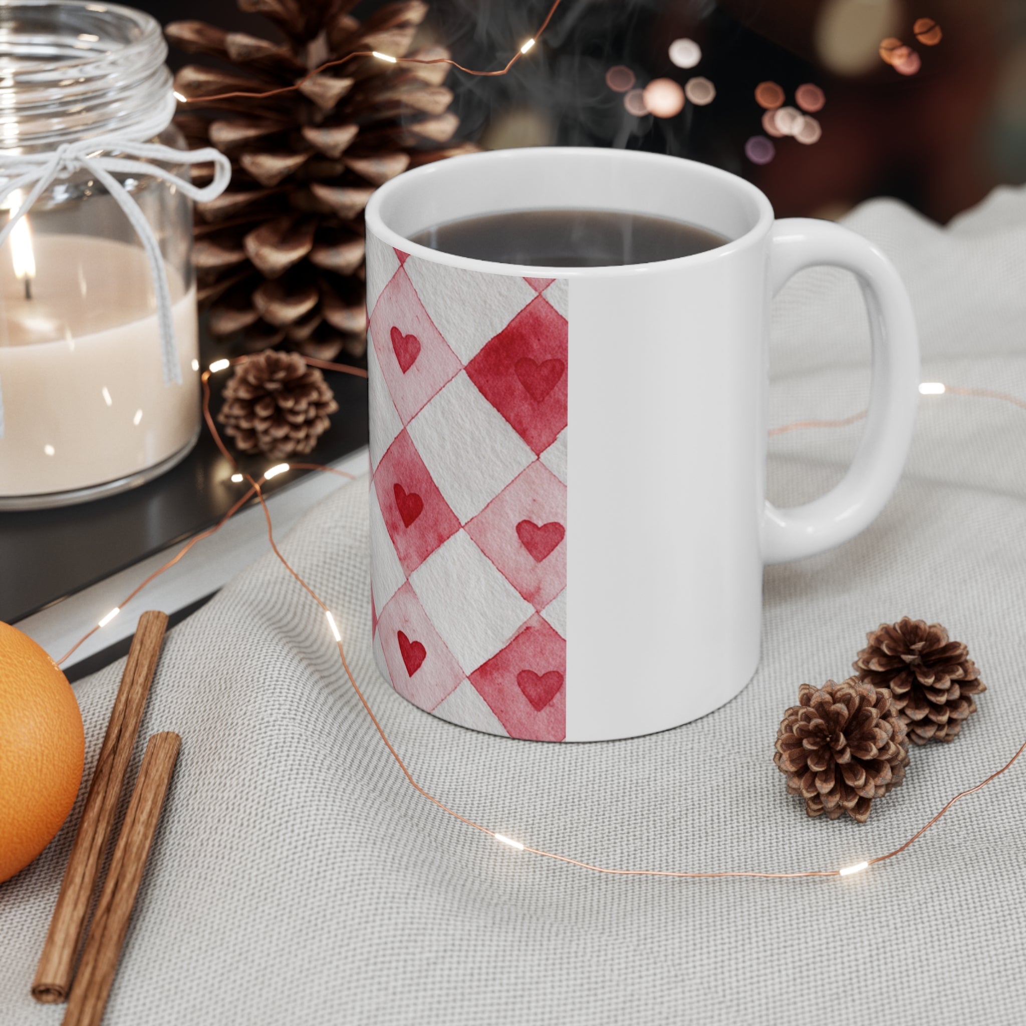 LOVE Heart Pattern Mug | Ceramic Coffee Cup 11oz 15oz
