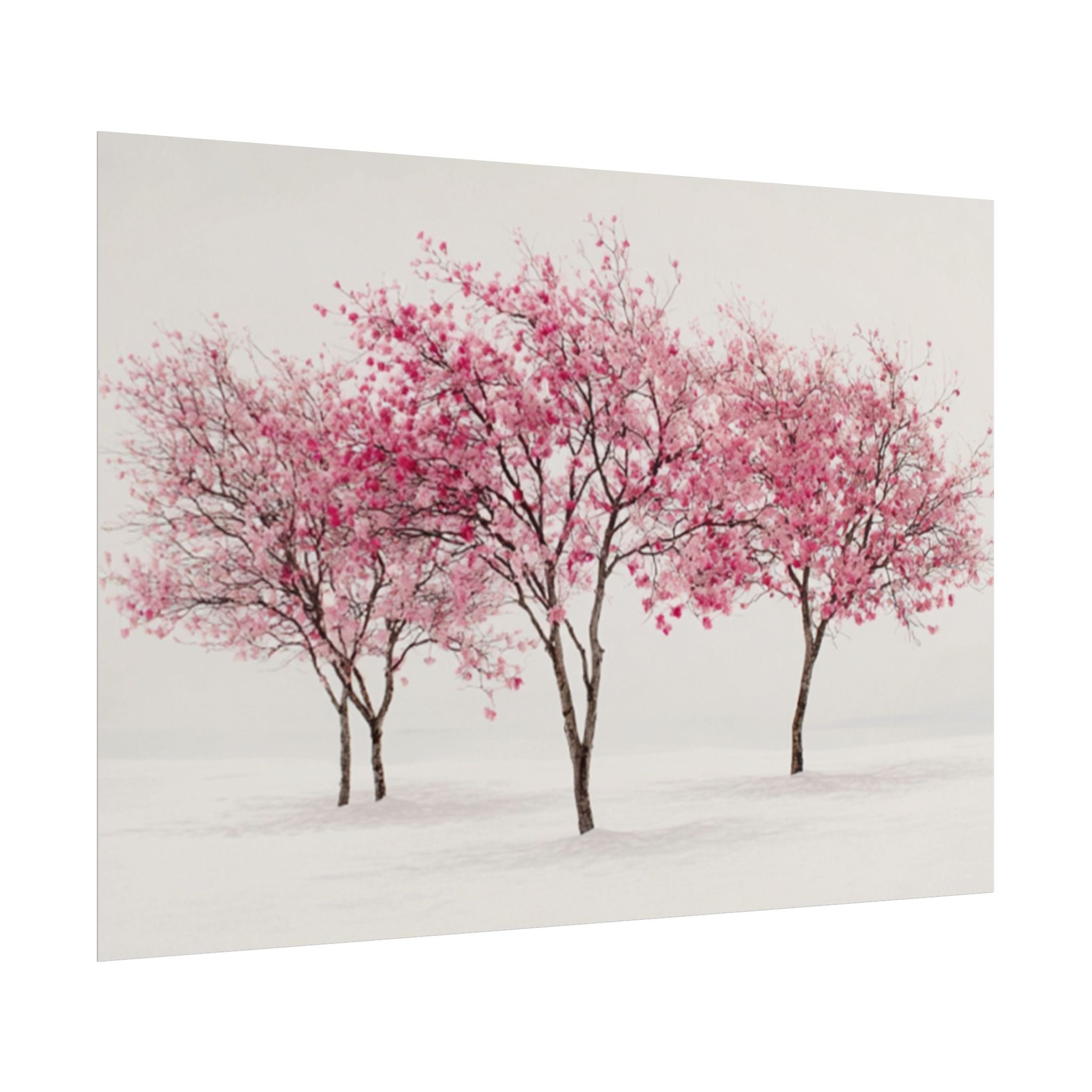 Pink Blossom Tree Rolled Poster | Cherry Blossom Wall Art, Minimal Landscape Print