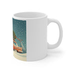 Vintage Station Wagon with Christmas Tree Mug | Holiday Snow Scene