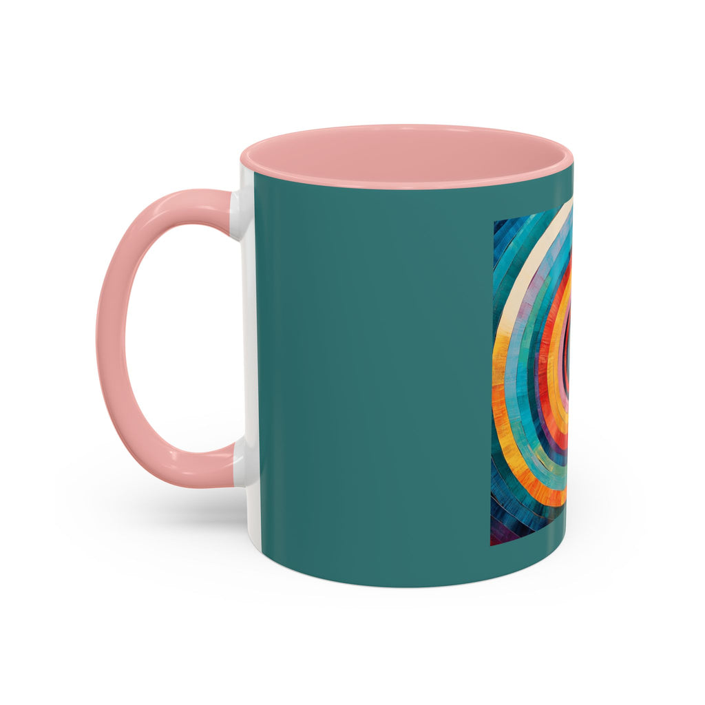 Colorful Concentric Circle Accent Coffee Mug – Vibrant Retro Art Design (11/15oz)
