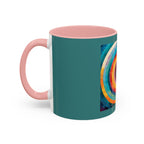 Colorful Concentric Circle Accent Coffee Mug – Vibrant Retro Art Design (11/15oz)