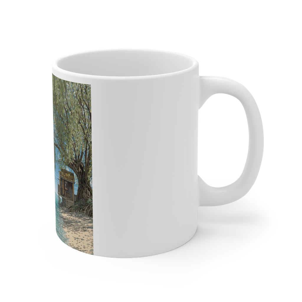 Tranquil Beach Scene Mug, Coastal Coffee Cup, Ocean Lover Gift, Summer Vibes Mug, Beach House Décor, Nature-Inspired Drinkware