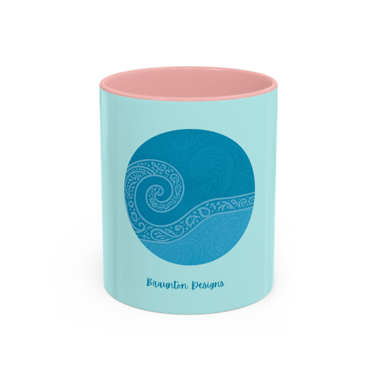 Blue Wave Accent Coffee Mug – Ocean Swirl 11/15oz Ceramic