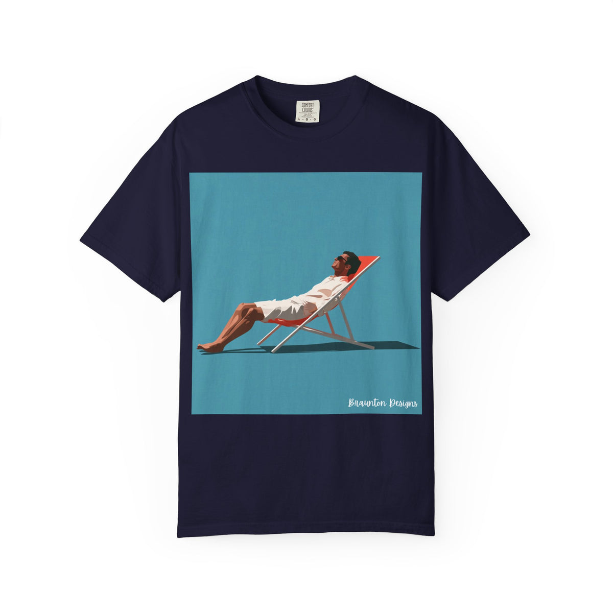T-Shirt — Relaxing Beach Lounger Graphic Tee ("Revelin Sleeps")