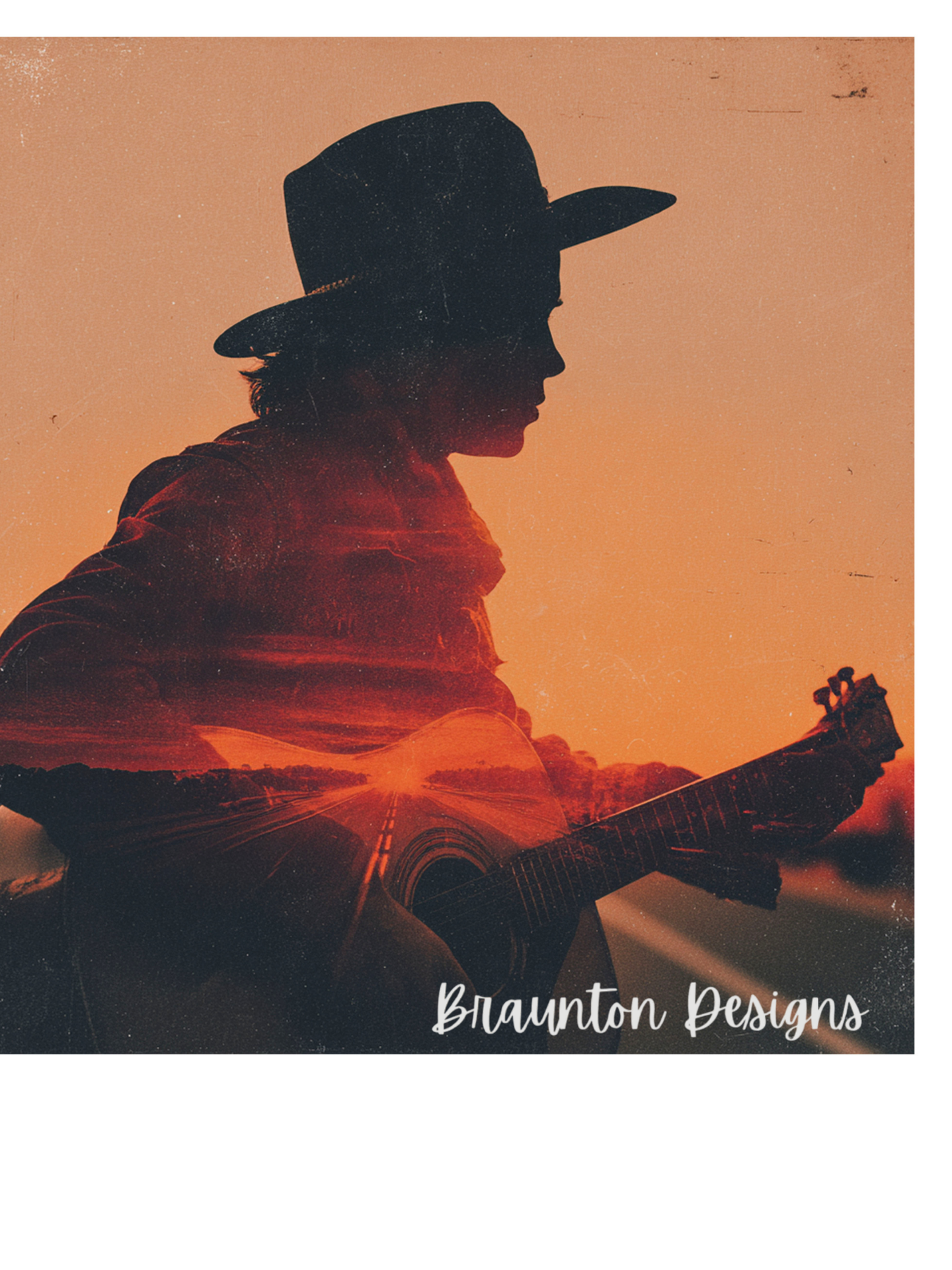 Cowboy Sunset T‑Shirt — Silhouette Guitarist Graphic Tee