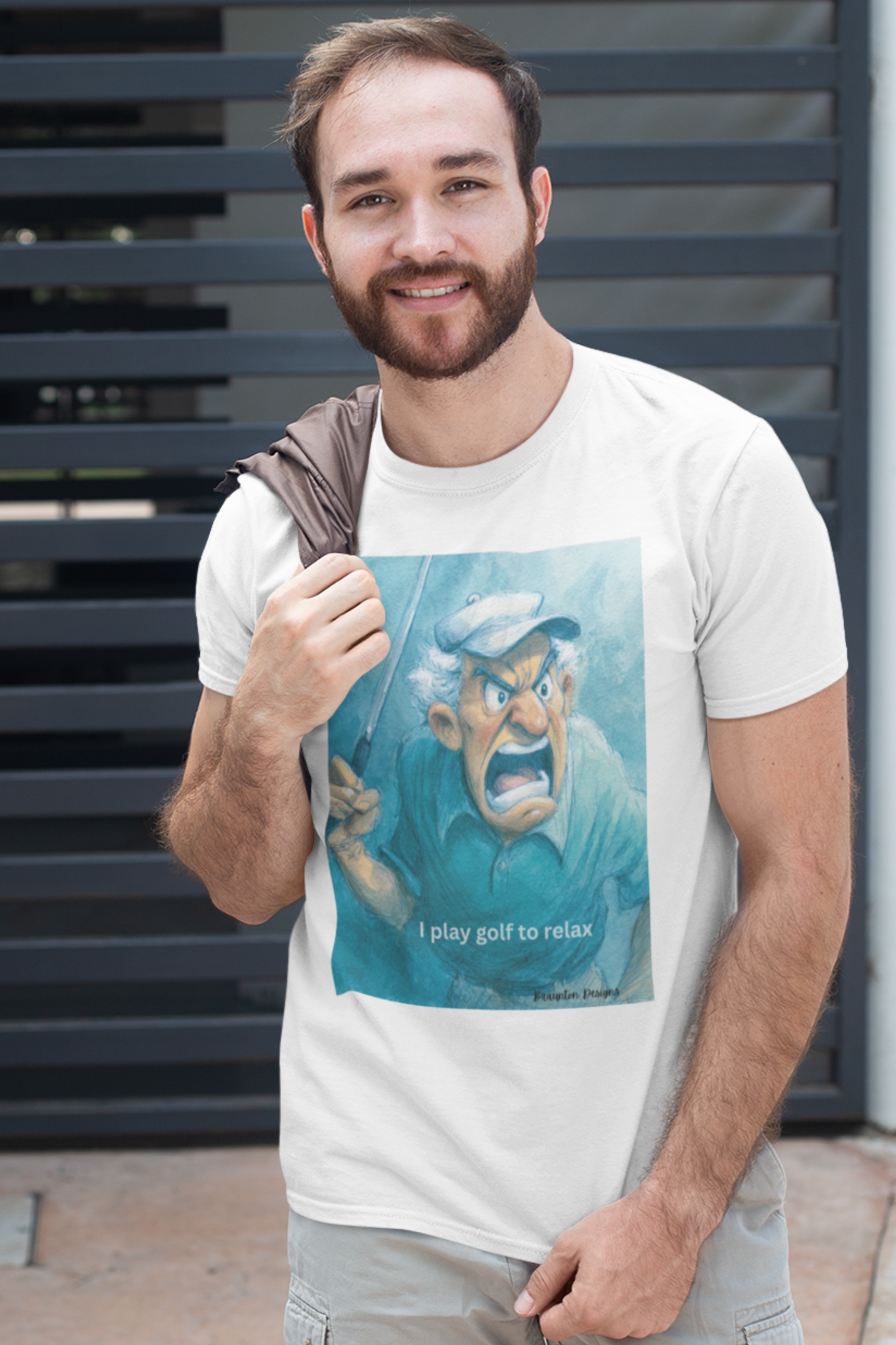 Golf Humor T-Shirt — "I Play Golf to Relax" Angry Golfer Graphic