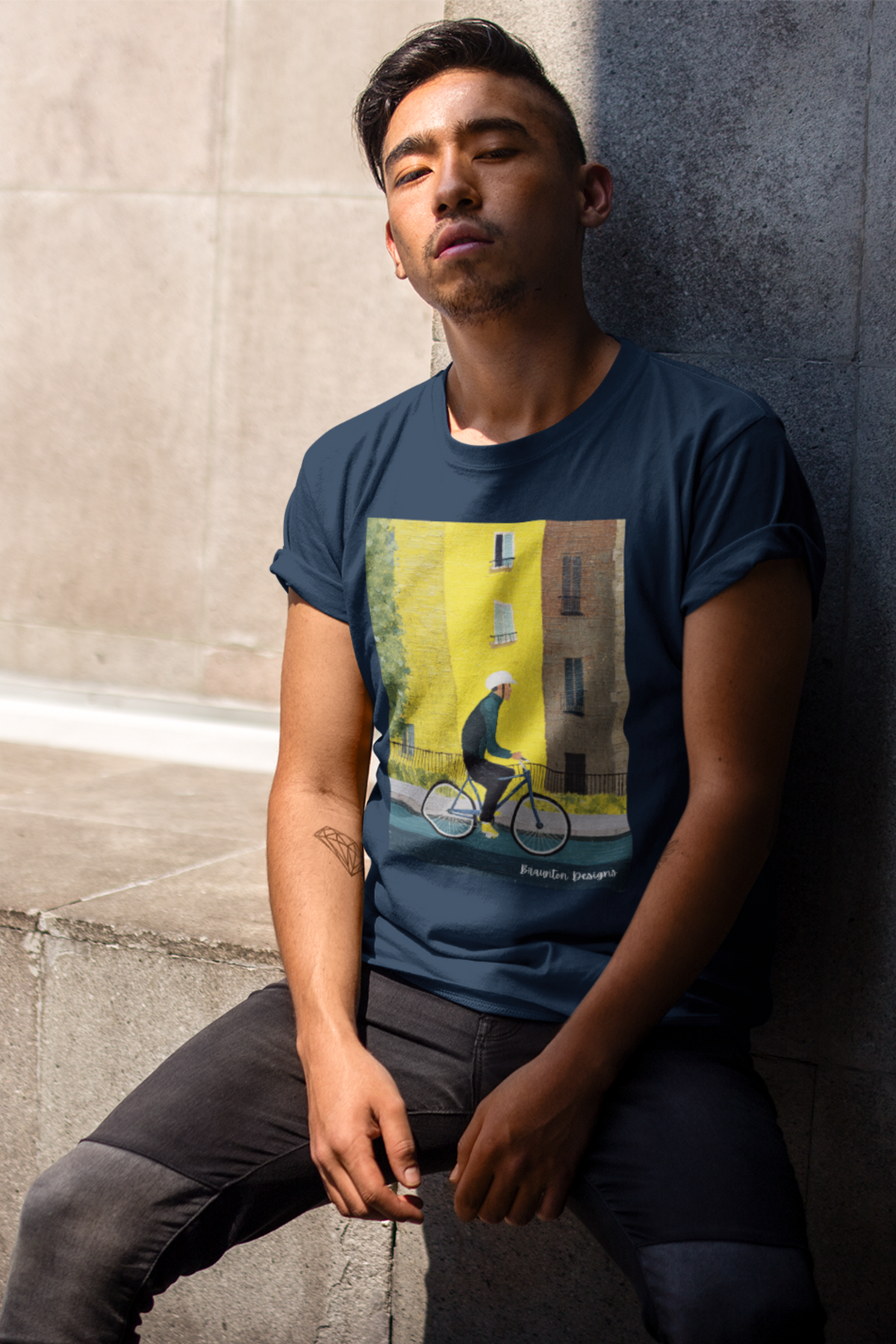 Cyclist Street Art T-Shirt — Vintage Urban Bike Print