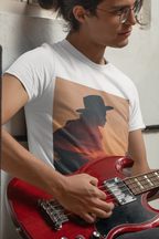 Cowboy Sunset T‑Shirt — Silhouette Guitarist Graphic Tee