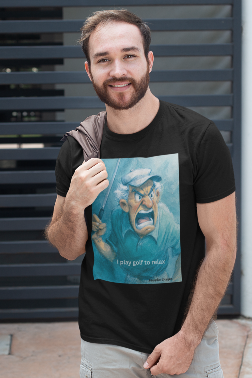 Golf Humor T-Shirt — "I Play Golf to Relax" Angry Golfer Graphic