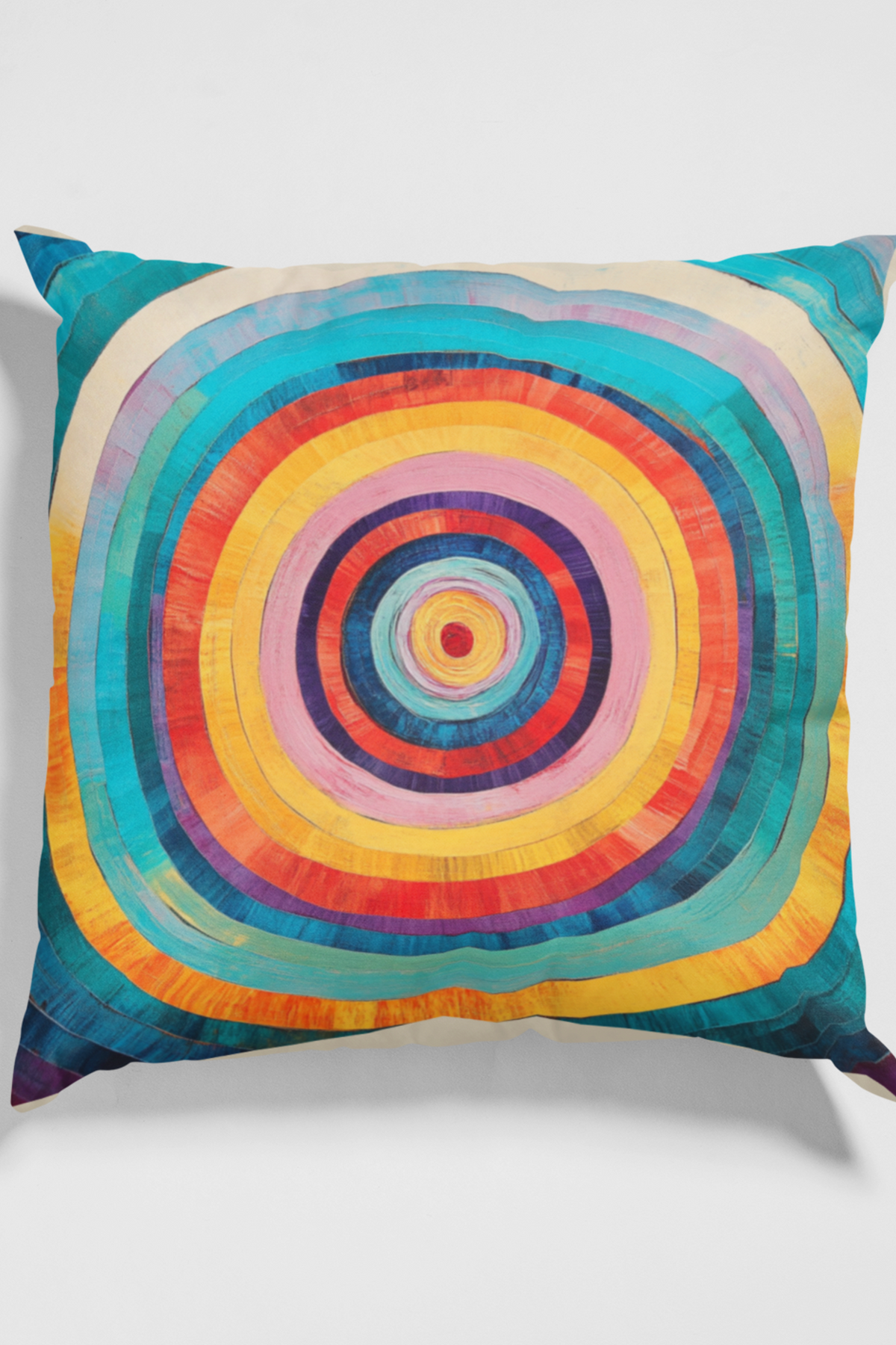 Colorburst Concentric Circles Pillow — Vibrant Rainbow Decorative Cushion